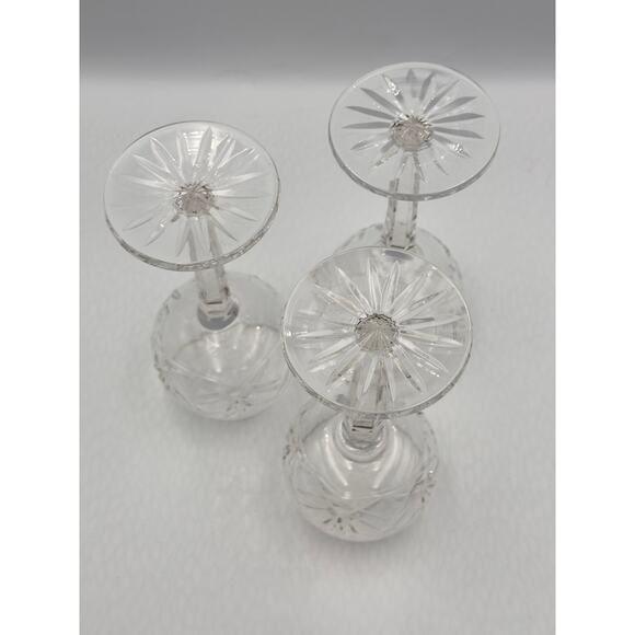 Vintage Stemmed Crystal Hock Wine Glasses 3pc Set - Picture 5 of 9